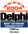 FIBPlus is the Best Database Connectivityin Delphi Informant Magazines 2004 Reader Choice Awards